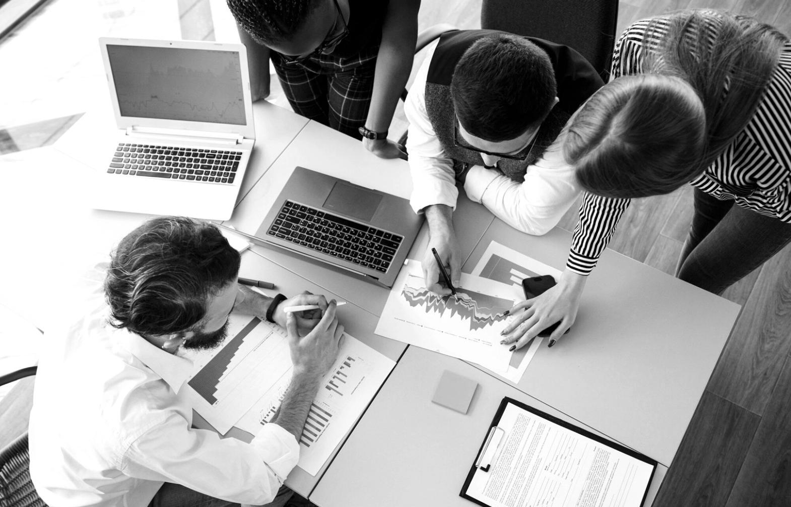 Organized financial records and budget preparation materials
